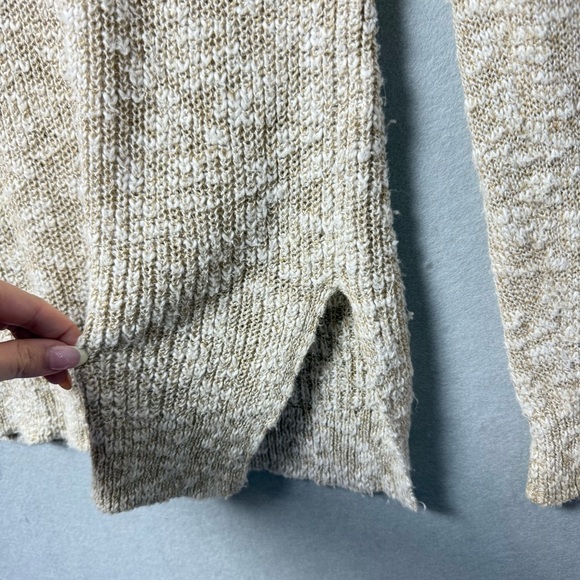 J. Crew Womens Cotton and Linen Blend Beige Lightweight Knit Relaxed Fit Sweater - Picture 4 of 11